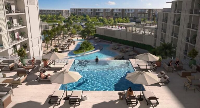 ALDAU Penta courtyard and pools – developer concept visualisation