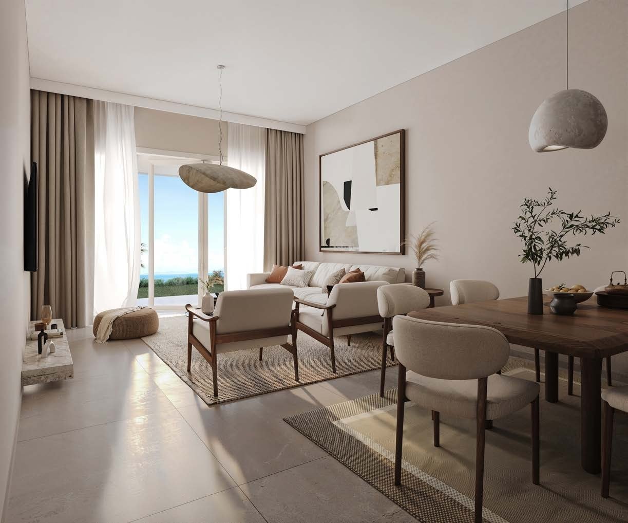Illustrative living and dining area at CALA
