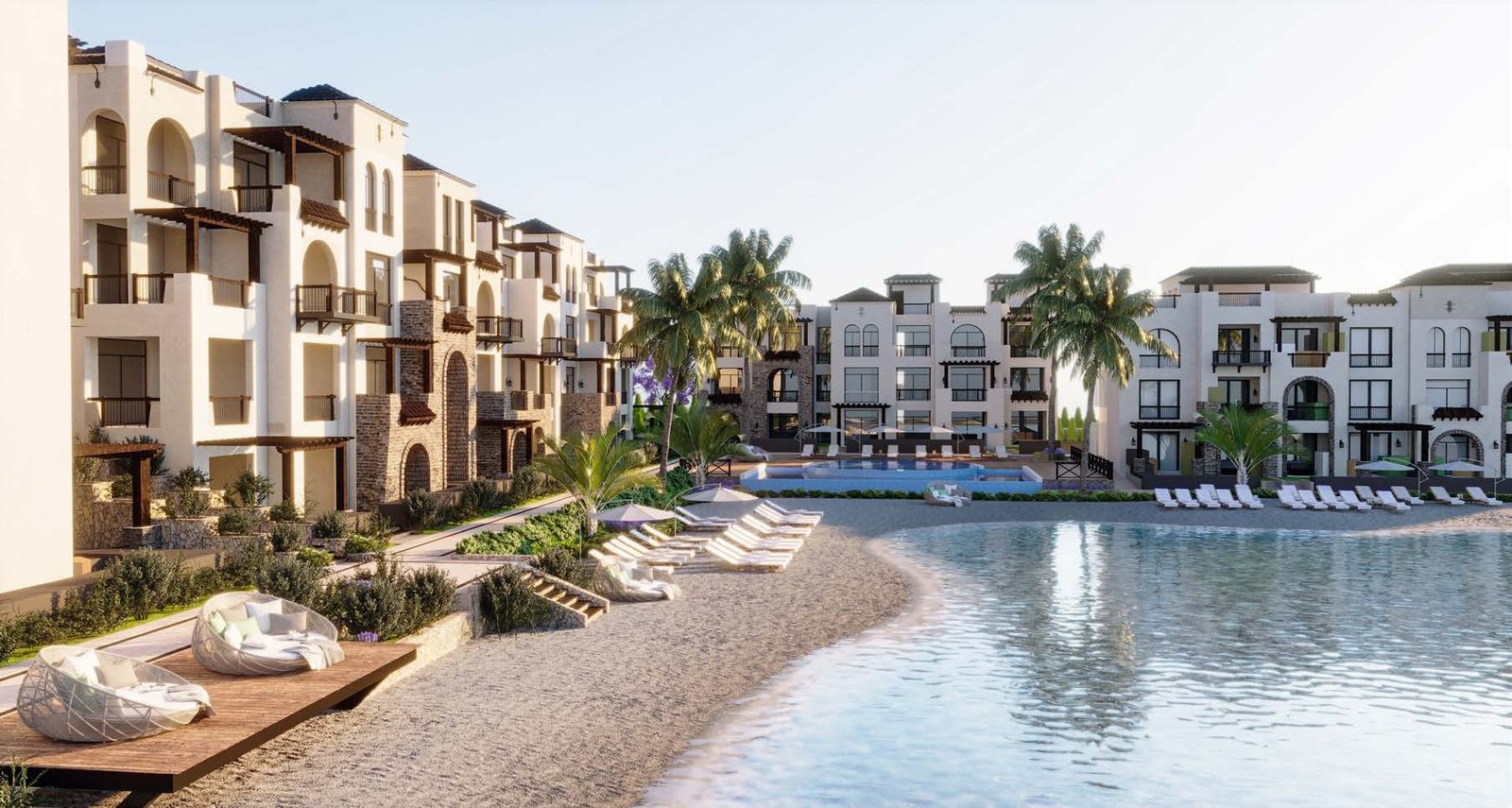 Sandy lagoon with CALA residences