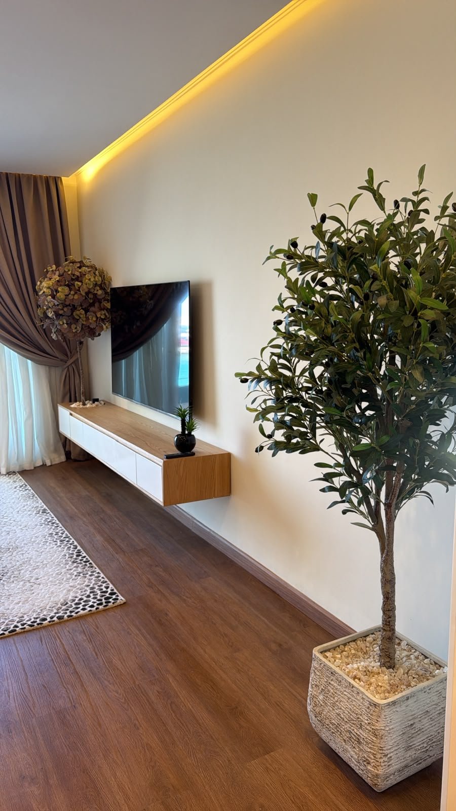 TV-Wand im Wohnbereich der Wohnung