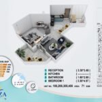 Ibiza Bay apartment 306 – illustrated 71 m² one-bedroom floor plan